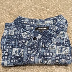 VatPave Blue Patterned Men's Shirt